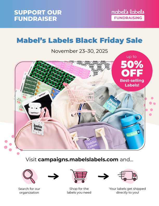 50% off sale flyer for Mabel's Labels