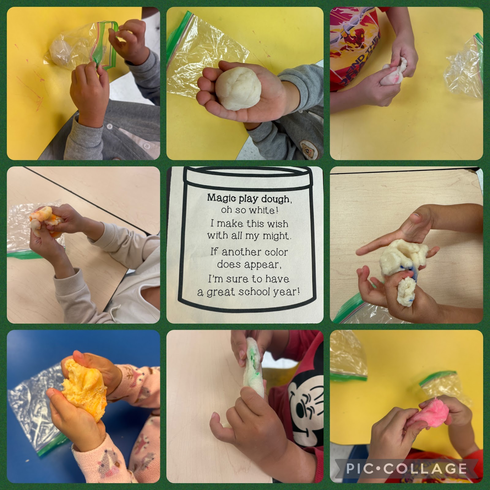 a photo of student hands playing with play dough