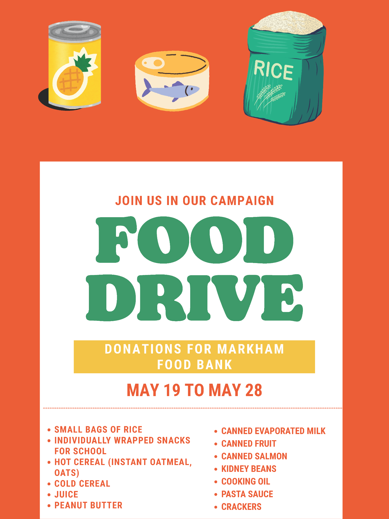 poster for food drive May 19 - 28