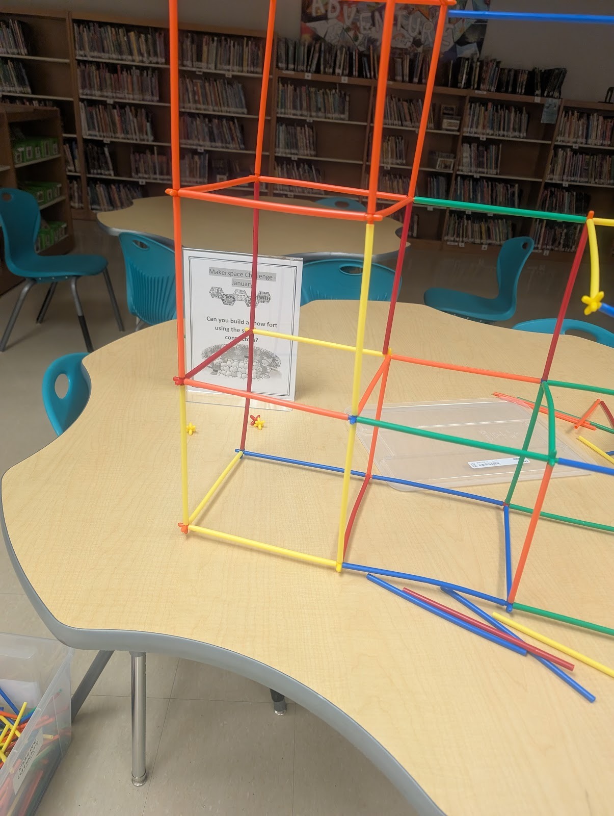 student construction with sticks