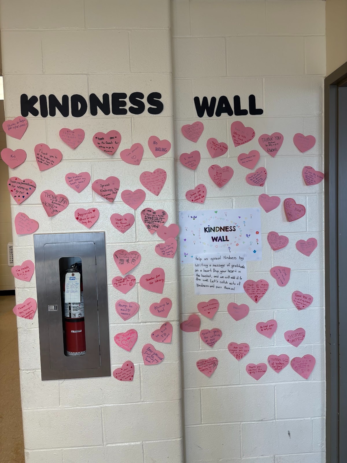photo of kindness wall hearts with sentiments