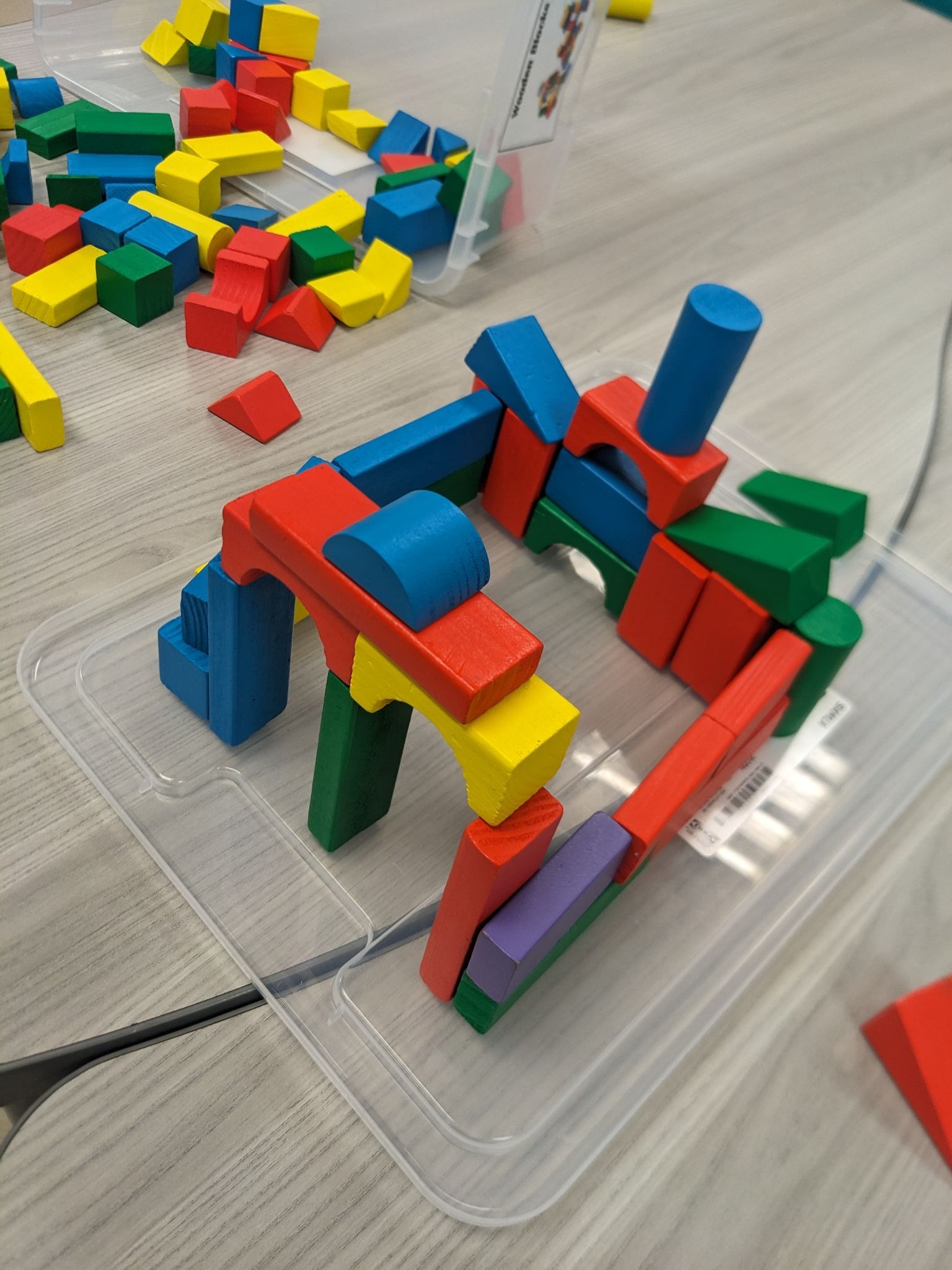 photo of structure made with coloured blocks